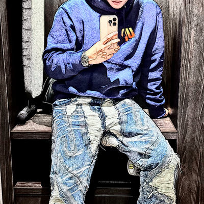 美潮原创SS24 Gradient Hooded Sweatshirt 渐变字母印花连帽卫衣