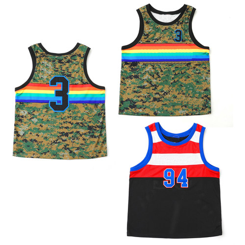 SS26美潮Teams Basketball Jersey复古网眼撞色Logo数字球衣背心