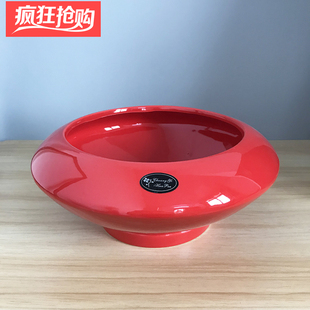 北欧简约陶瓷花盆大口径家用创意飞碟圆形大号绿萝多肉植物带托盘