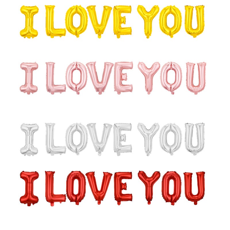 16寸ILOVEYOU字母铝膜气球图片
