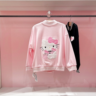 Hello kitty专柜正品春季新款童装女童毛圈棉棒球衫外套