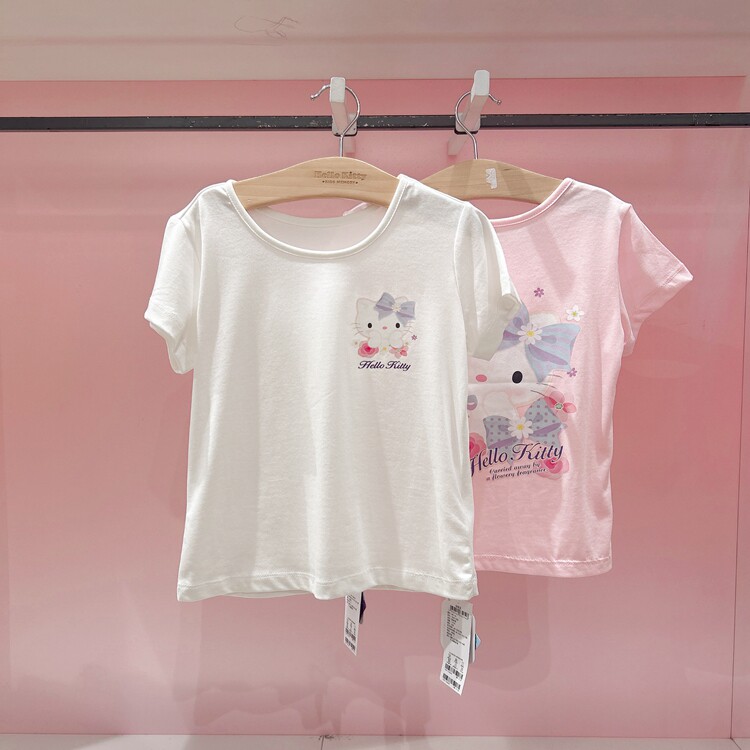 Hello kitty专柜正品夏季新款中大童女童薄款圆领冰香玉短袖T恤