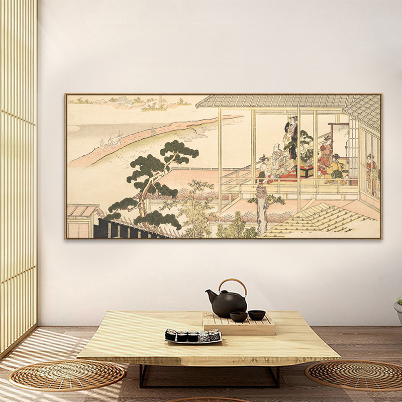 横款仕女图古典禅意日式装饰画玄关挂画居酒屋装饰日料店墙壁挂画图片