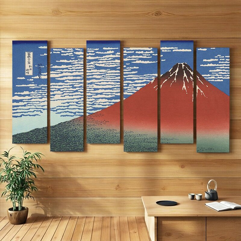 日式神奈川巨浪背景墙装饰画