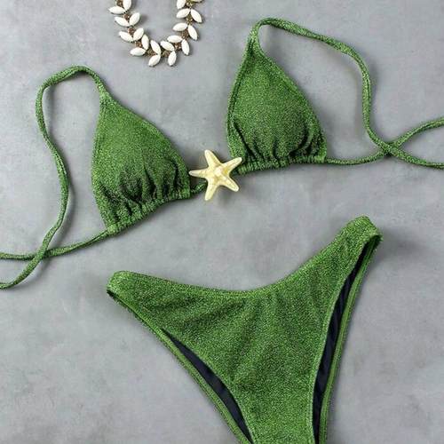 性感三点式分体泳衣显瘦