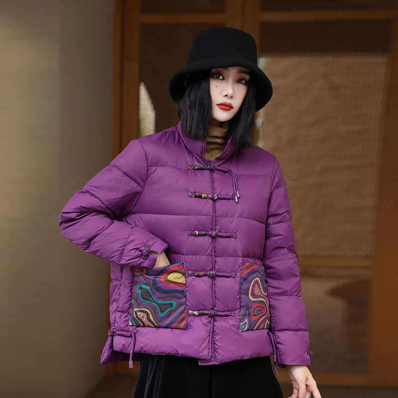 冬季新款中式唐装设计感小众盘扣羽绒服女短款民族风保暖冬装外套