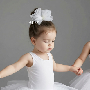 ALEY芭蕾发夹女童闪闪雪纱白色大蝴蝶结头纱发饰女童可爱拍照头饰