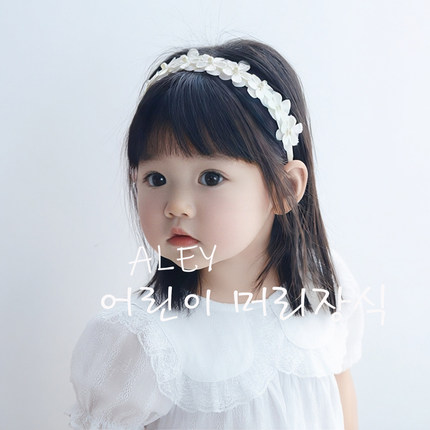 韩国进口女宝宝珍珠花朵公主花童发箍婴幼儿女童周岁生日礼服配饰