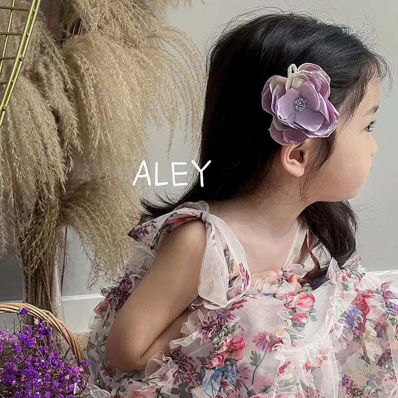 法国手工烤边花朵发饰儿童发夹公主仙美女孩蝴蝶结侧边刘海夹头饰