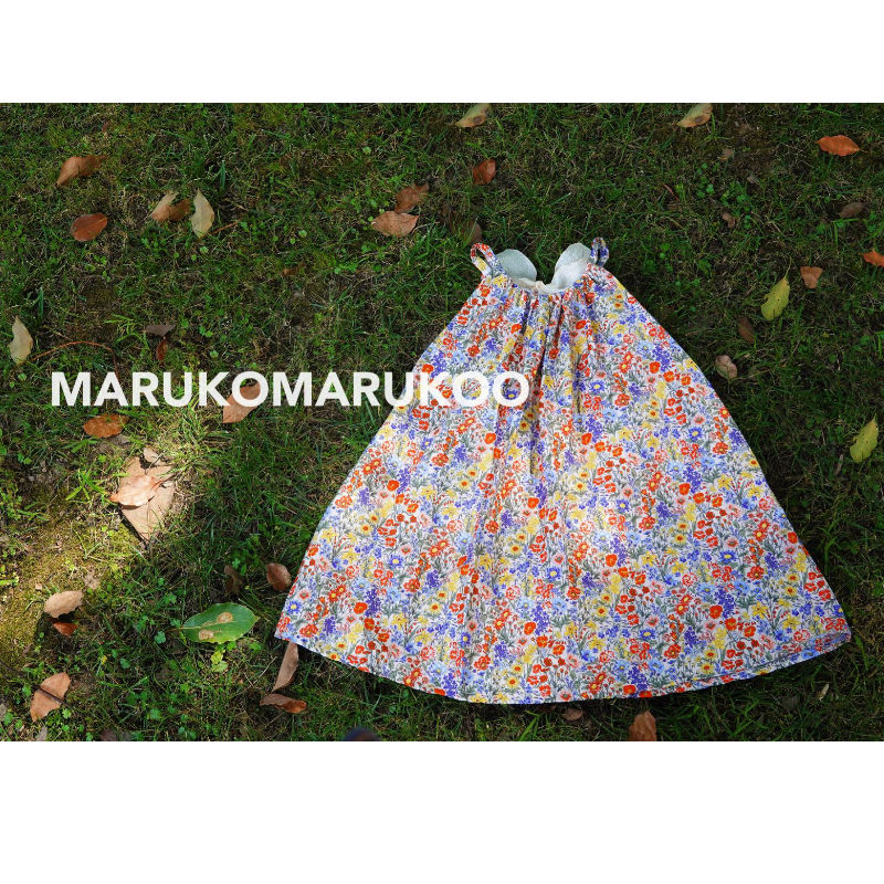 marukomarukoo 夏季洋气全棉蝴蝶结挂脖裙 进口长纤棉 碎花吊带裙