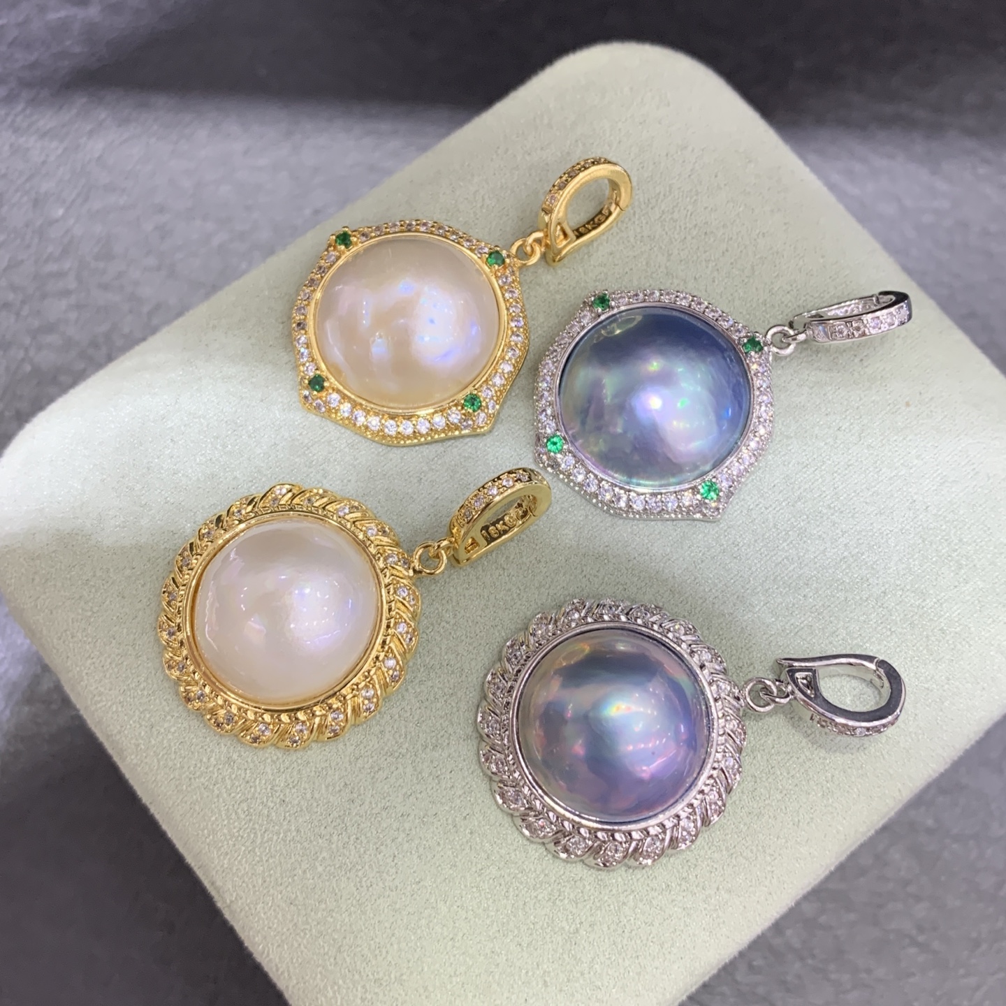 特惠出品 新出万能扣海水马贝吊坠镶嵌裸珠15mm外径不一 经典百搭