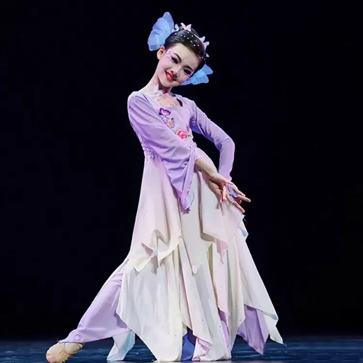 蝶香古典舞演出服女儿童飘逸纱衣金刚舞蹈蝴蝶道具表演练功服