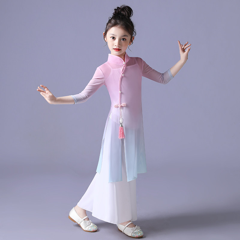 中国演出纱衣身韵女童旗袍舞服练功服儿童古典舞舞蹈服装民族艺考