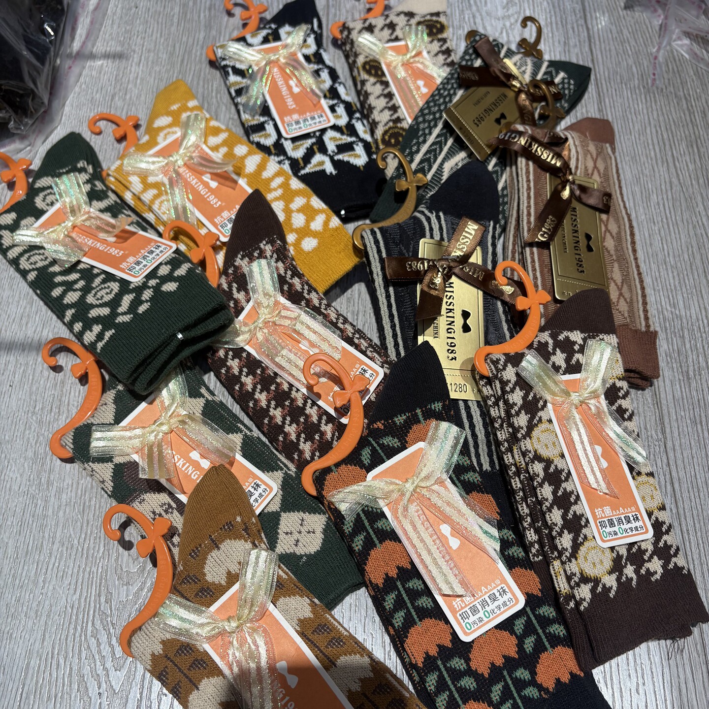 双针双路女袜秋冬季精梳纯棉加厚