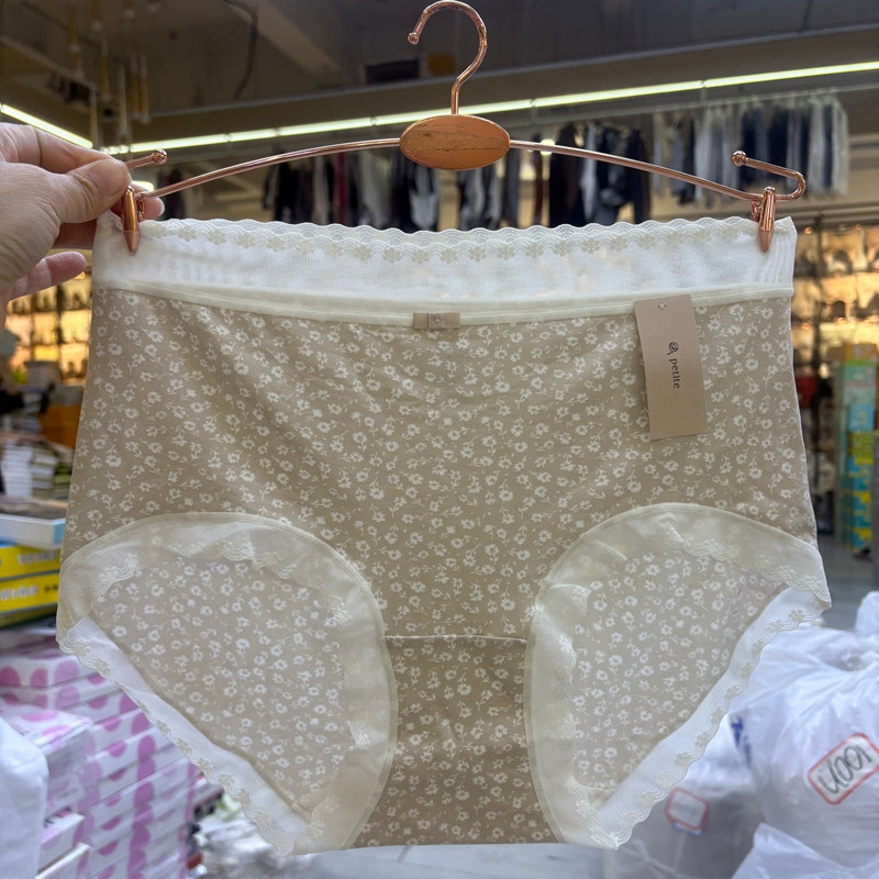 新款女士内裤莫代尔棉蕾丝边中腰