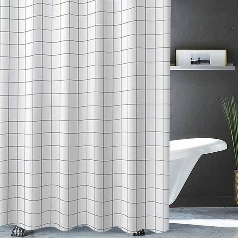 浴室防水浴帘布加厚防水涤纶帘卫生间免打孔挂帘遮挡窗户帘门帘子
