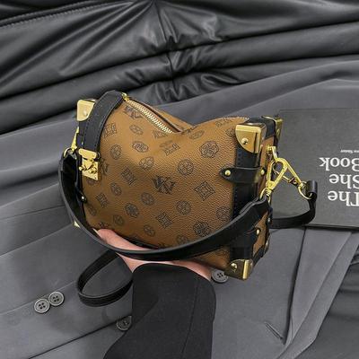 老花复古盒子包包高级感百搭轻奢