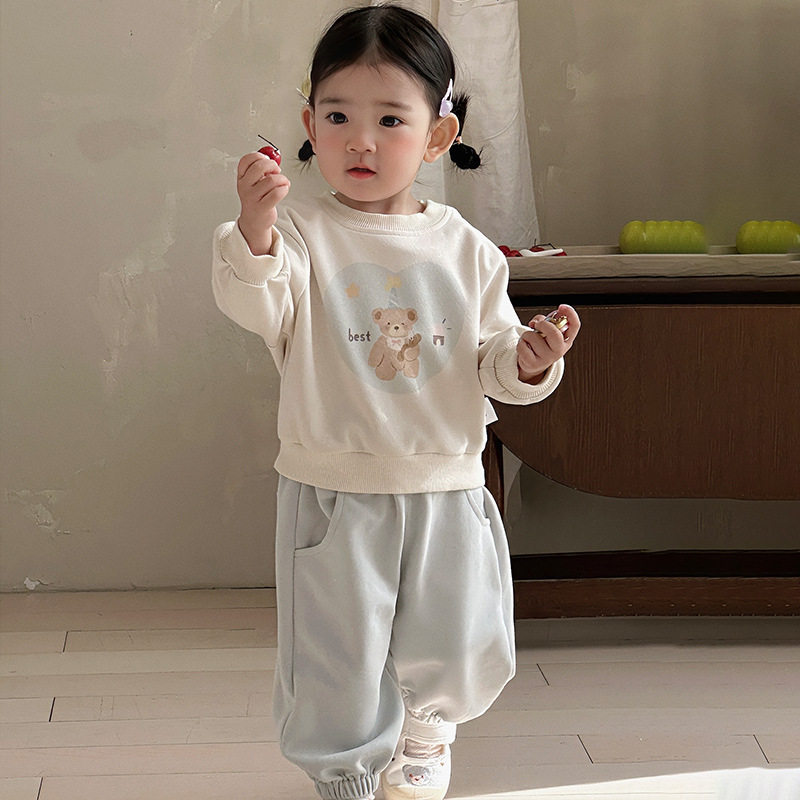 男童套装宝宝衣服春秋款可爱卡通卫衣休闲卫裤分体两件套周岁服春