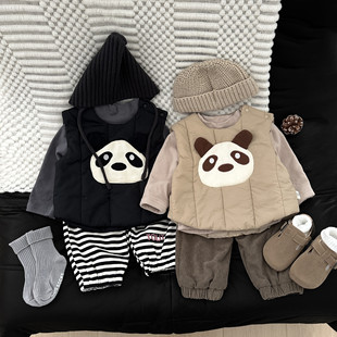 韩系宝宝叠穿夹棉马甲冬季新款潮男女童可爱加厚保暖外穿百搭背心