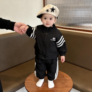 男宝宝洋气分体套装开春秋季装婴幼儿衣服外套裤子两件套小月龄