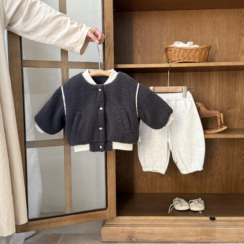 婴儿衣服冬季男宝宝套装加厚夹棉保暖一岁男婴幼儿冬款洋气两件套