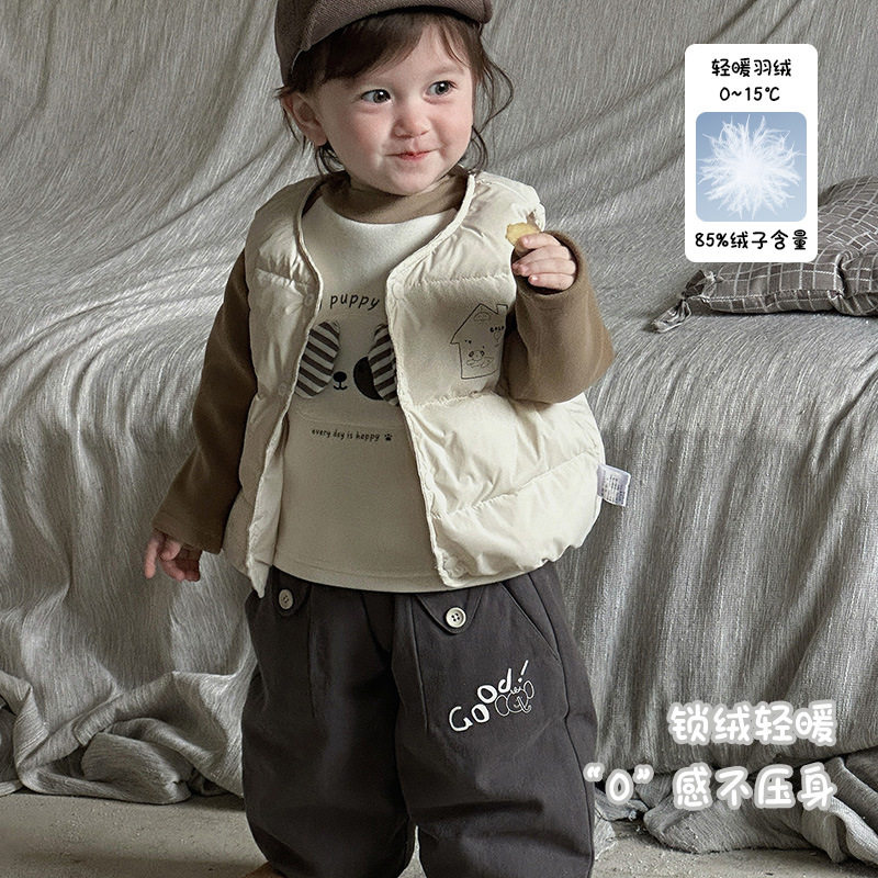 男童冬款新品羽绒马甲男宝轻薄羽绒服无袖外套婴幼儿卡通背心 a类