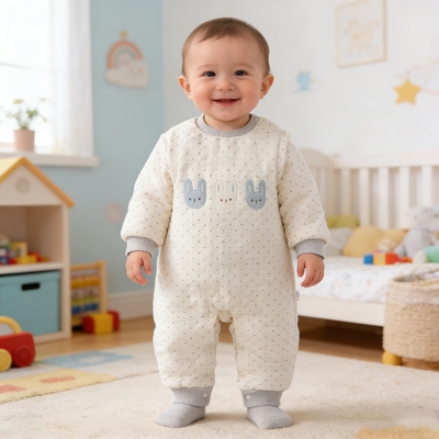 秋冬宝宝加厚连体衣冬季纯棉a类婴儿衣服120克夹棉冬装新生儿哈衣