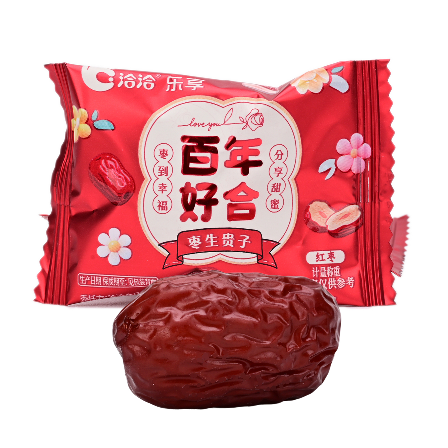 洽洽百年好合枣生贵子红枣散装500g结婚喜糖果独立包装干枣灰枣