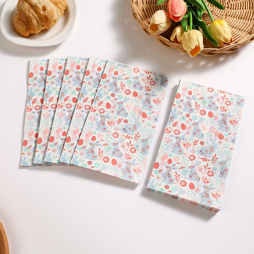 Runlux高端33x40复活节印刷纸巾Happy Easter粉色兔子彩色餐巾纸