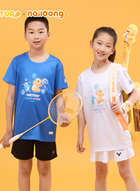 威克多VICTOR胜利奶龙联名系列羽毛球服CO2507JRNL儿童款短袖T恤