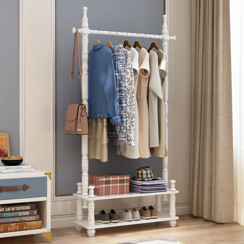 欧式移动现代白色木质包邮衣帽架