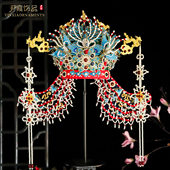 仿点翠凤冠六龙三凤明制头饰汉服婚服新娘发冠皇后大婚中式 头冠