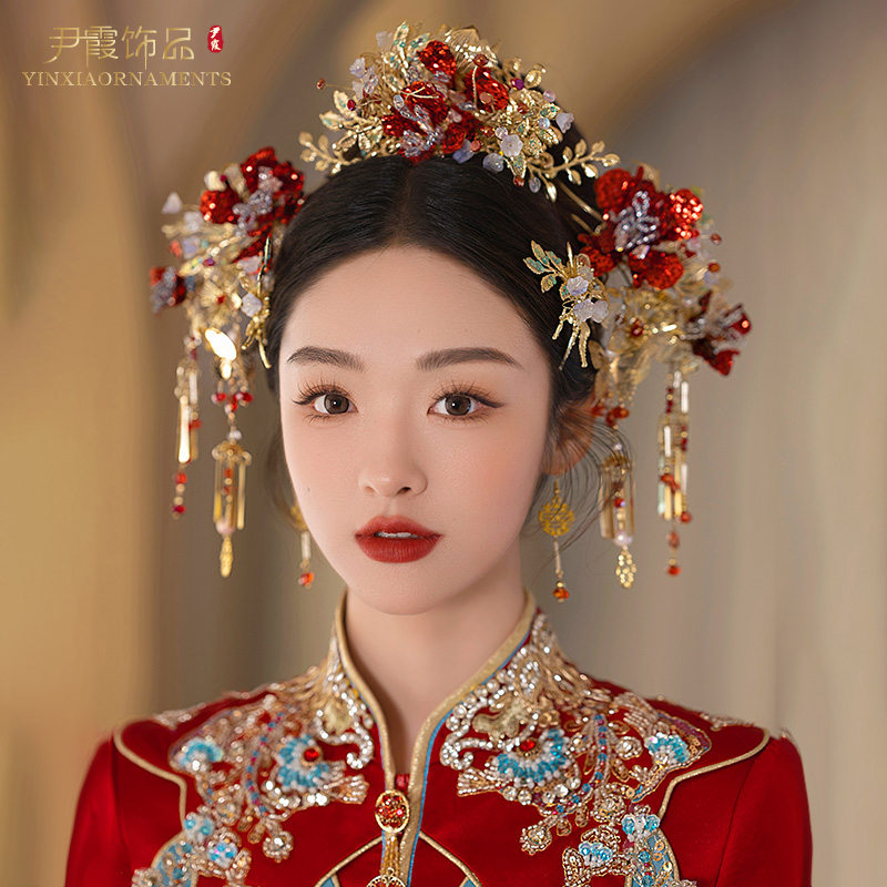 尹霞中式古风新娘秀禾头饰