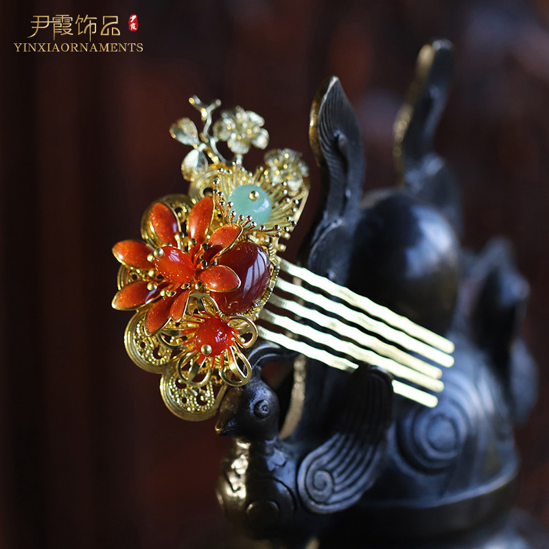 中式新娘秀禾头饰古装纯高端铜饰品裙褂马褂发钗发簪原创手工