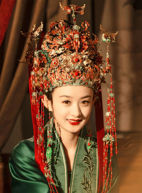 古装样片凤冠知否知否同款凤冠古装新娘结婚汉服婚嫁大红色发冠