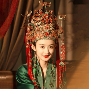 古装样片凤冠知否知否同款凤冠古装新娘结婚汉服婚嫁大红色发冠