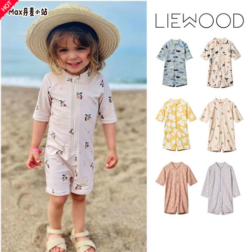 9折丹麦 Liewood 宝宝儿童短袖连体平角三角连体泳衣泳裤防晒短裤
