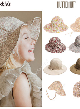 8折 丹麦Huttelihut宝宝儿童纯棉防晒遮阳帽太阳帽夏季碎花可爱