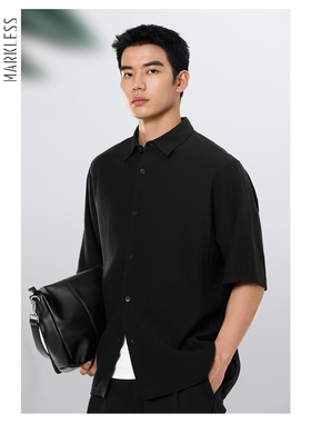Markless莱赛尔男士衬衫短袖 2026夏季新款亚麻高级感透气衬衣男