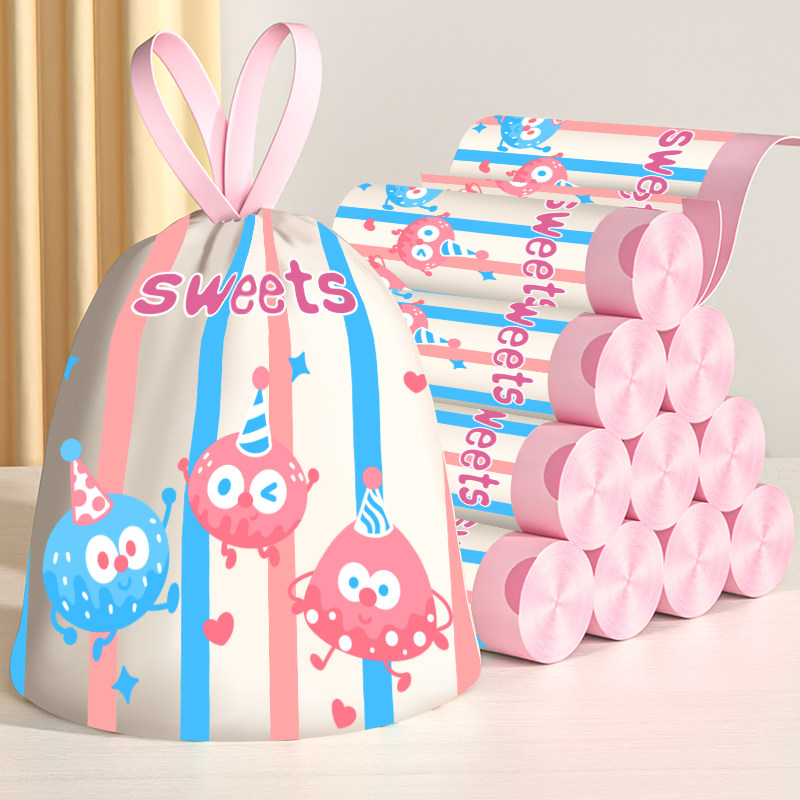 卡通款家用抽绳式垃圾袋子加厚手提式垃圾袋加厚特厚耐用印花超厚