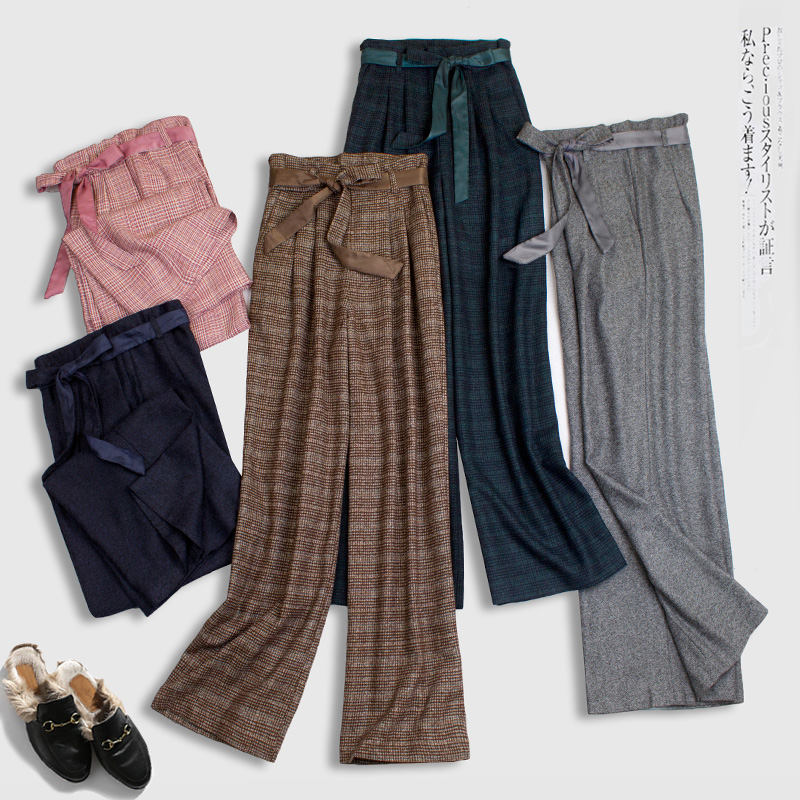 高腰美拉德西装裤侧拉链垂感长裤