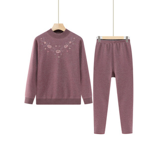 妈妈秋冬保暖内衣加绒加厚中老年女冬装套装老太太秋衣秋裤两件套