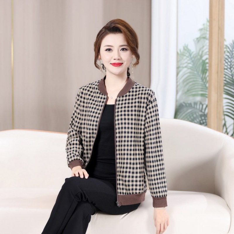 妈妈春秋外套上衣短款休闲夹克中年女装2024春秋装新款中老年奶奶,女装/女士精品,中老年女装,淘宝优惠券,粉丝福利购,淘宝优惠卷