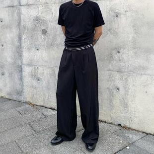 Addressunknown秋季静奢松弛感白腰带设计垂感vibe直筒西裤新中式