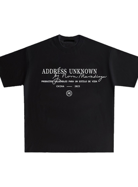 Addressunknown夏季潮牌新草写联名基础通勤圆领短袖T恤男女