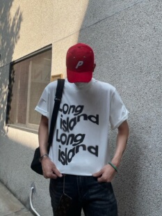 Addressunknown2022ss幻影扭曲字体潮牌数码直喷宽松休闲短袖T恤