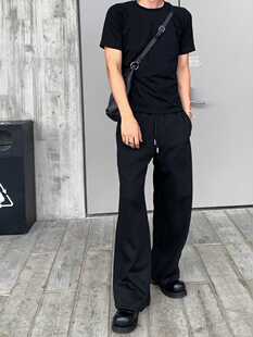 Addressunknown松弛感潮牌松紧腰立体剪裁解构廓形微喇弯刀卫裤