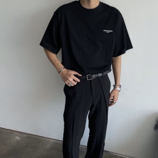 Addressunknown开模定制简约方头银扣基础款牛皮皮带休闲百搭男女