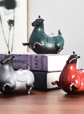 陶瓷个性窑变小马书房送礼摆件