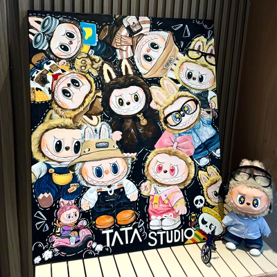 拉布布diy数字油画填充填色涂色丙烯画卡通儿童成人解闷手工画画
